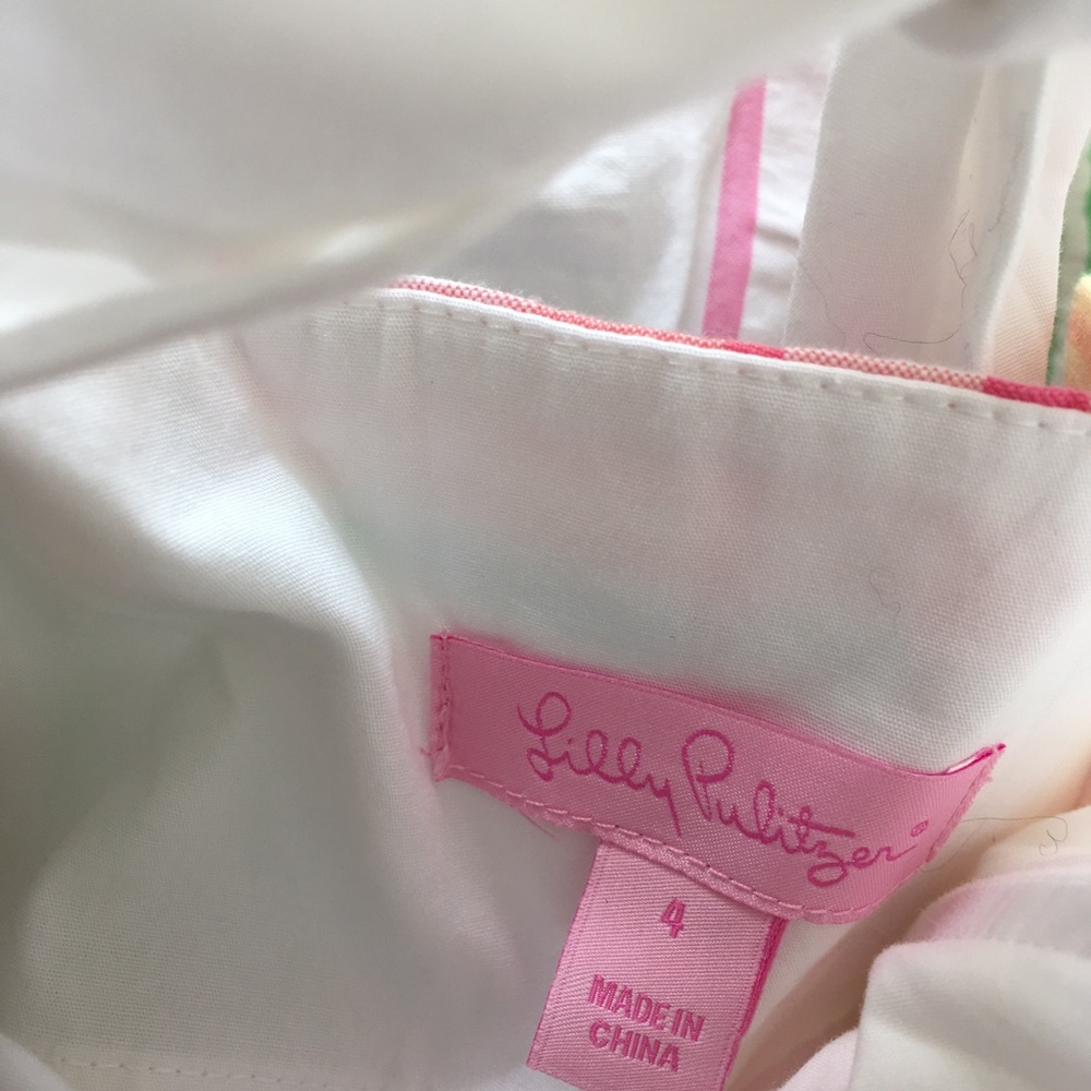 Lilly Pulitzer strapless dress women’s 4 tie back shift sexy summer pink white